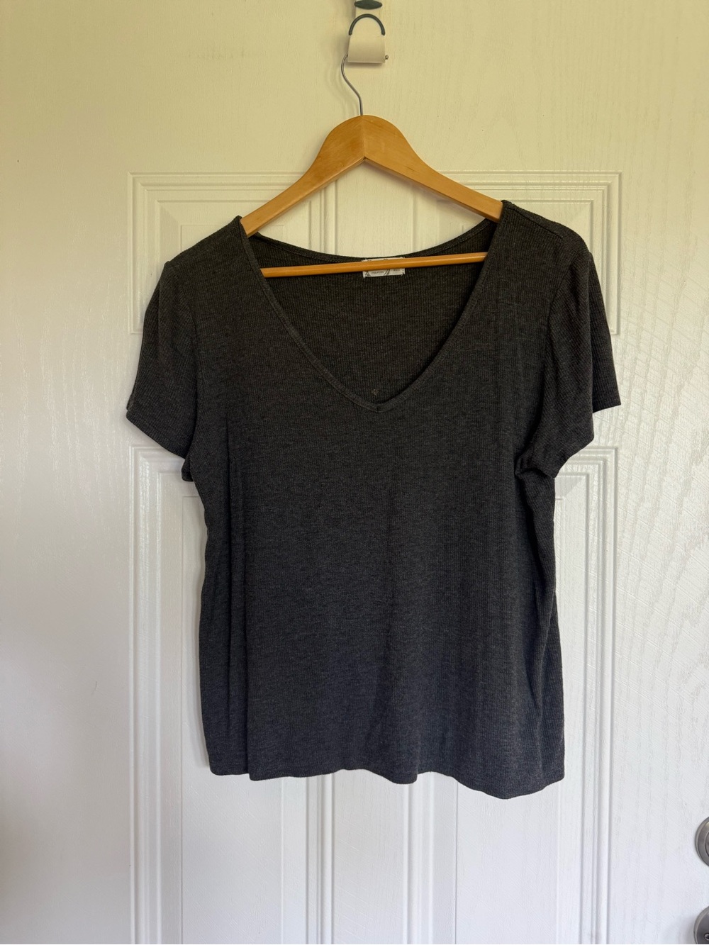 2 for $10 sale: Maurice’s 24/7 gray ribbed v-neck t- shirt - XL